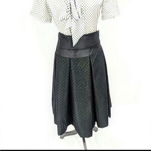 Charles Nolan Black Mesh Polka/Teal Lining Skirt